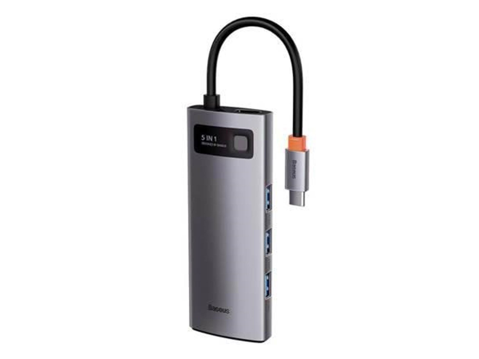 Baseus Adapter 5in1 Hub USB-C to 3x USB 3.0 + HDMI + USB-C PD USB-Hubs - USB 3.0 - 5 - Grau