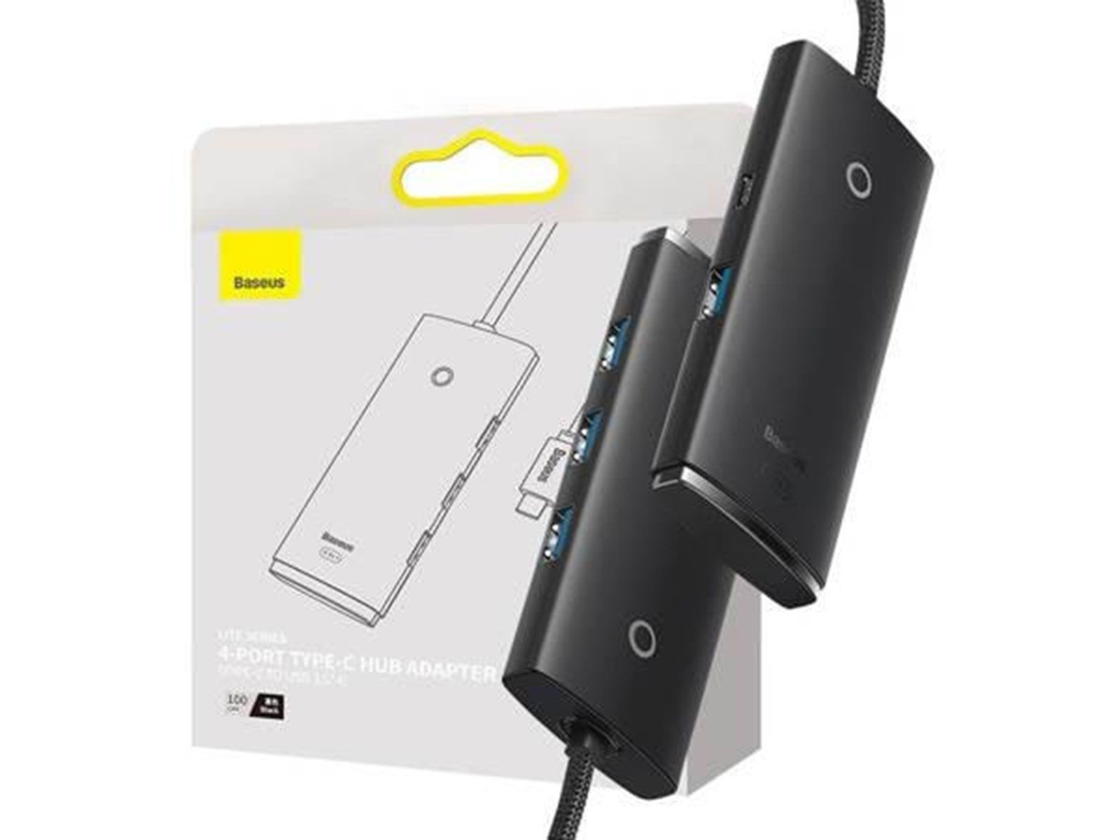Baseus Lite Series Hub 4in1 USB-C to 4x USB 3.0 + USB-C 1m (Black) USB-Hubs - USB 3.0 - 4 - Schwarz