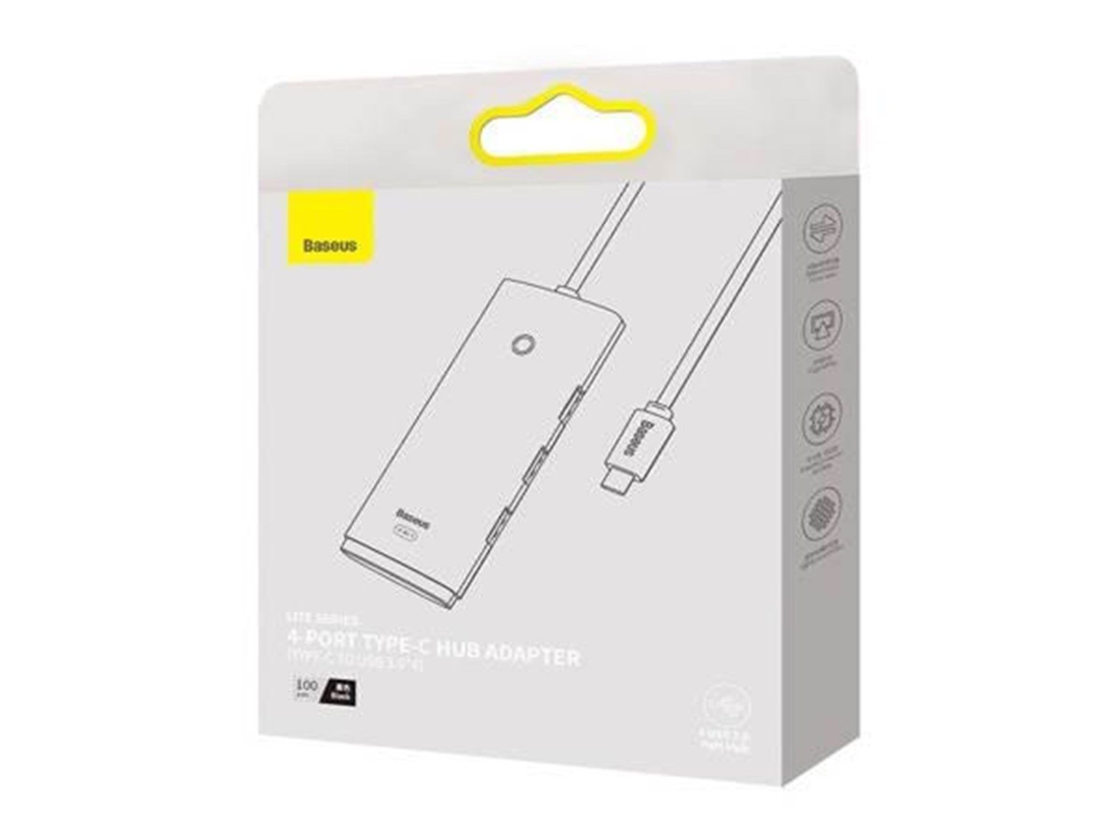 Baseus Lite Series Hub 4in1 USB-C to 4x USB 3.0 + USB-C 1m (Black) USB-Hubs - USB 3.0 - 4 - Schwarz