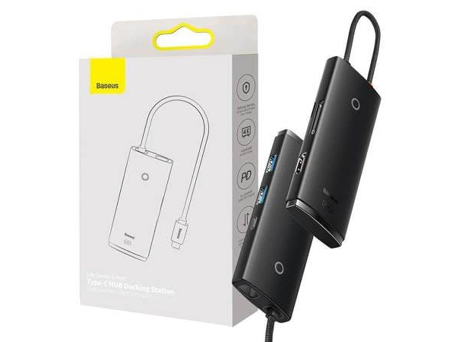 Baseus Hub 6w1  Lite Series USB-C to 2x USB 3.0 + USB-C PD + HDMI + SD/TF (black)