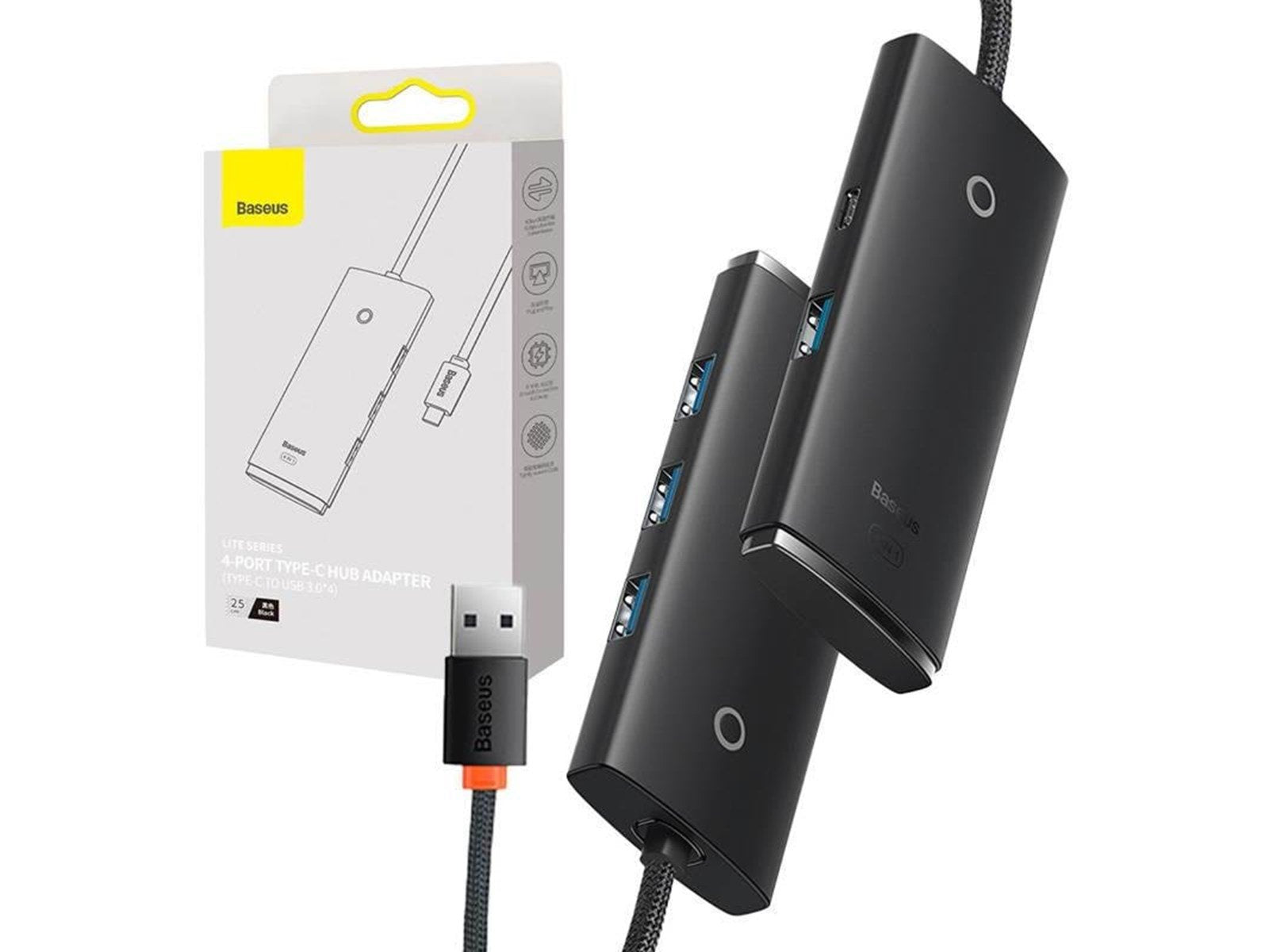 Baseus HUB Adapter 4-Port USB-C OS-Lite 25cm (Black) USB-Hubs - USB 3.0 - 4 - Schwarz