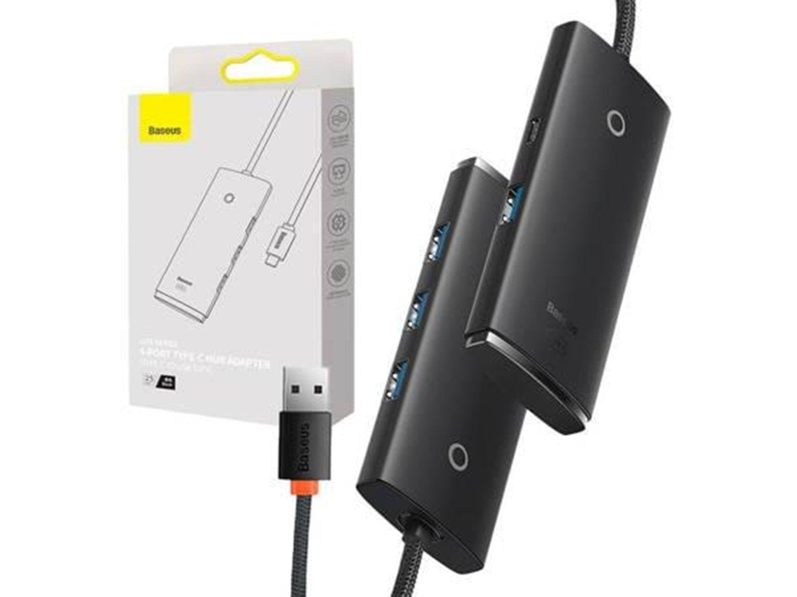 Baseus HUB Adapter 4-Port USB-C OS-Lite 25cm (Black) USB-Hubs - USB 3.0 - 4 - Schwarz