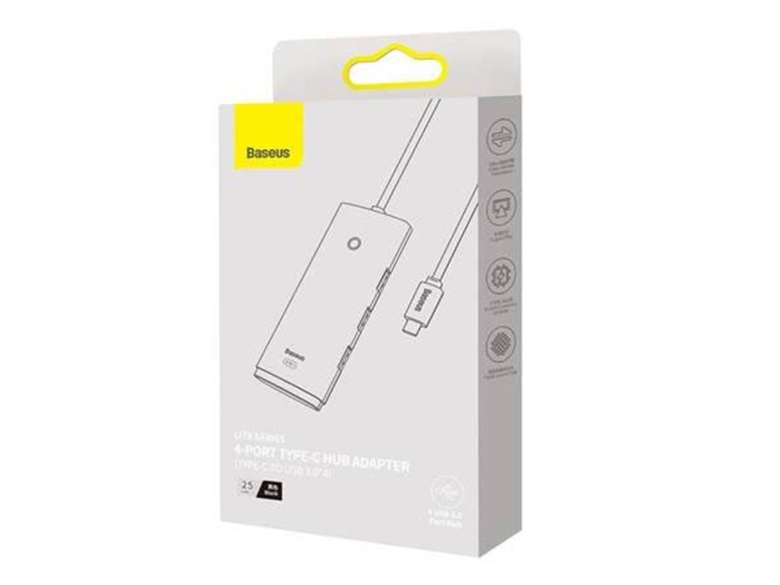 Baseus HUB Adapter 4-Port USB-C OS-Lite 25cm (Black) USB-Hubs - USB 3.0 - 4 - Schwarz