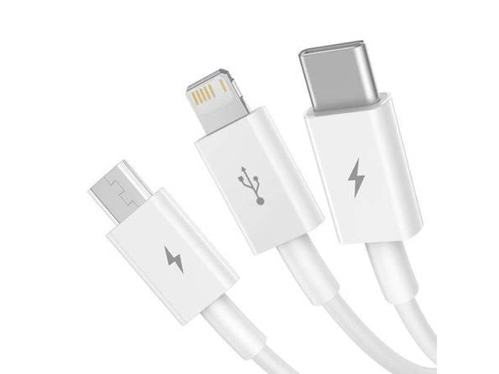 Baseus Quick Charge USB to M+L+C  Superior Data 3.5A 1m (White)