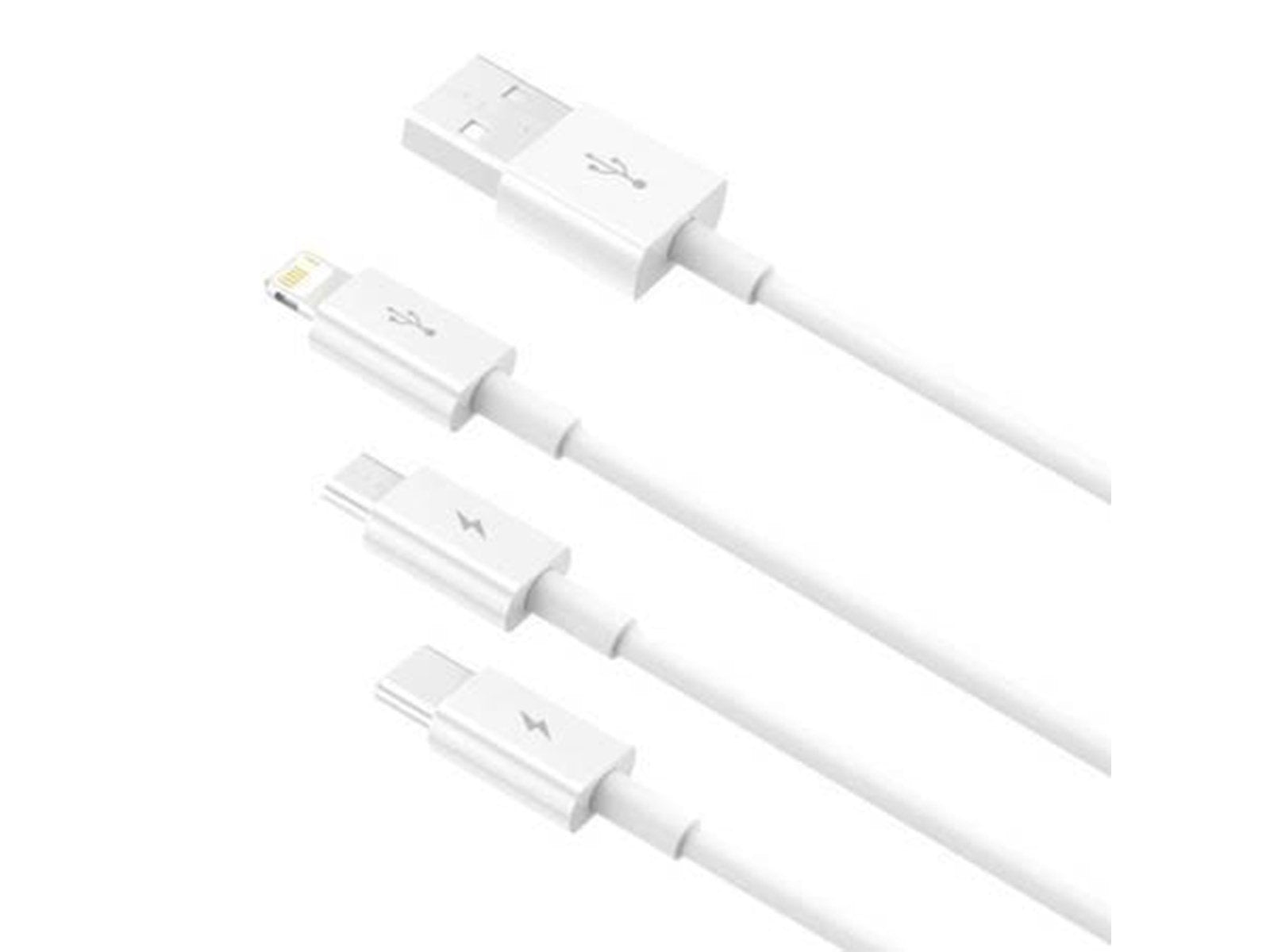 Baseus Quick Charge USB to M+L+C  Superior Data 3.5A 1m (White)