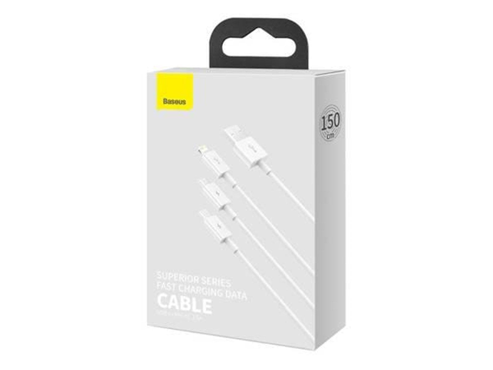 Baseus Quick Charge USB to M+L+C  Superior Data 3.5A 0.5m (White)