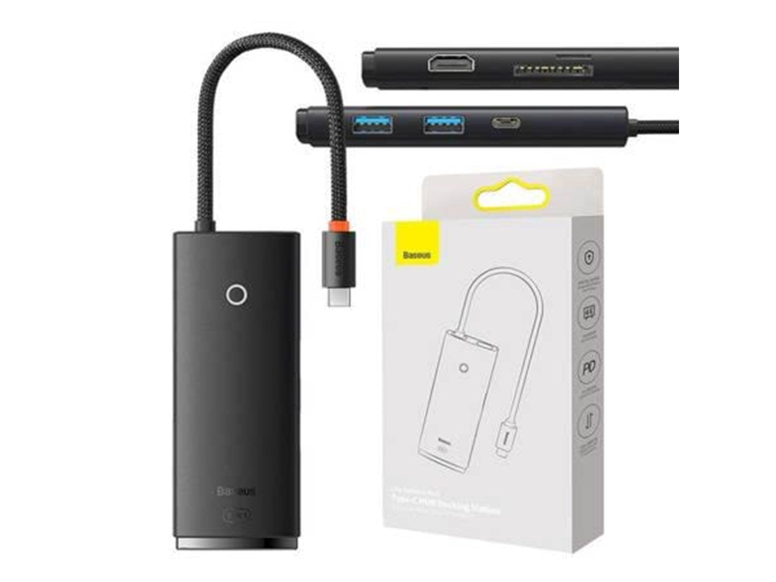 Baseus Hub OS Lite 6-Port (Type-C to HDMI+USB3.0*2+PD+SD/TF) (black) USB-Hubs - USB 3.0 - 6 - Schwarz