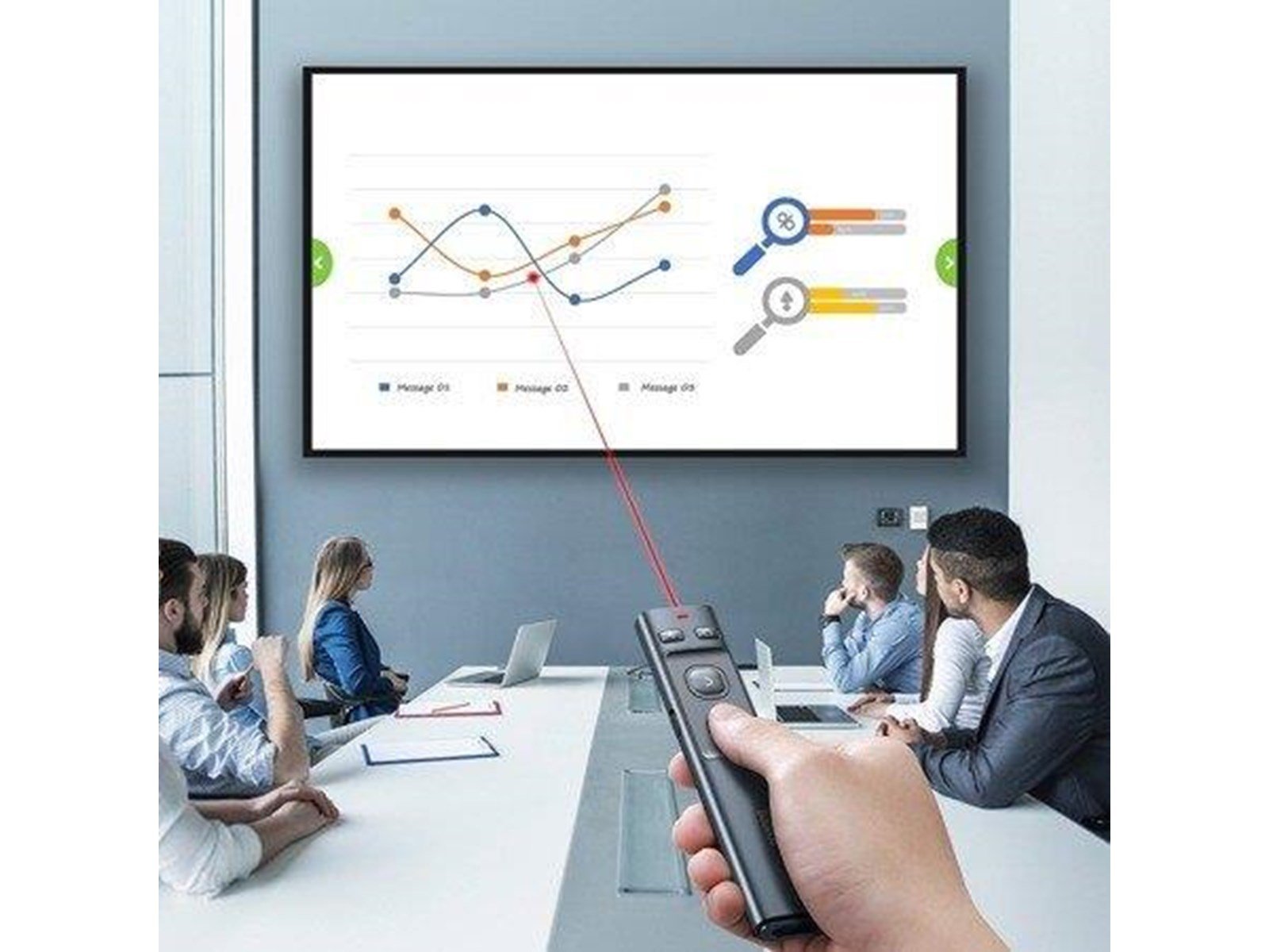 Baseus Orange Dot Multifunctionale remote control for presentation with a laser pointer - gray