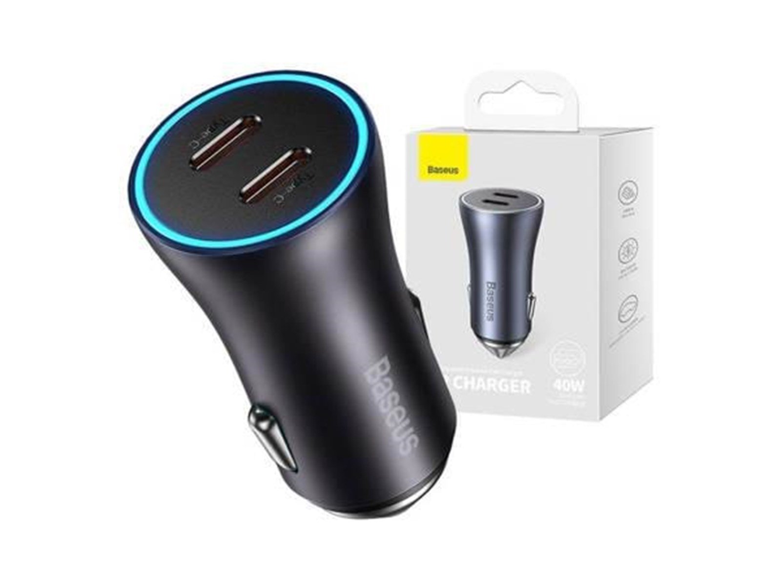 Baseus Golden Contactor Pro car charger 2x USB-C 40W (Dark Gray)
