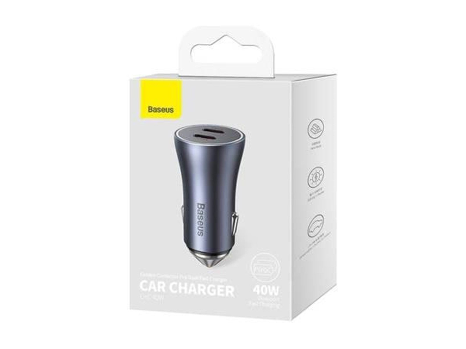 Baseus Golden Contactor Pro car charger 2x USB-C 40W (Dark Gray)