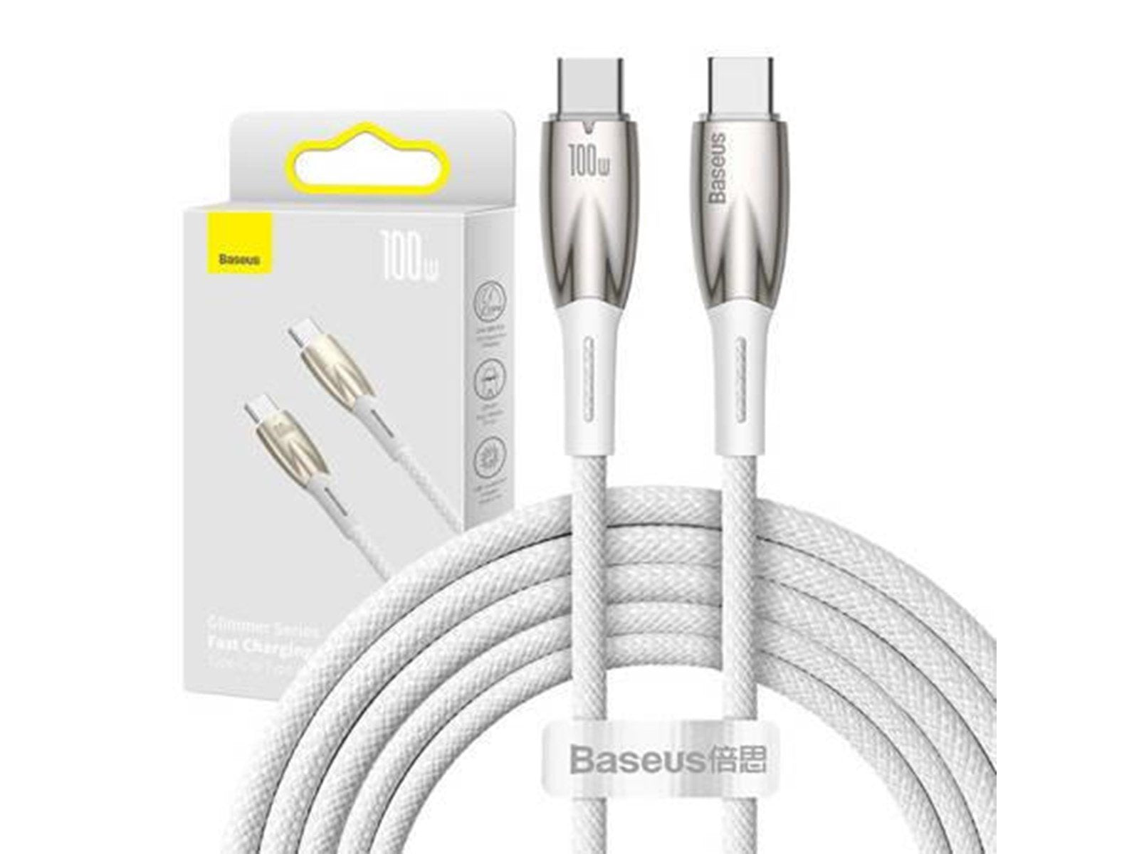 Baseus USB-C cable for USB-C  Glimmer Series 100W 2m (White)