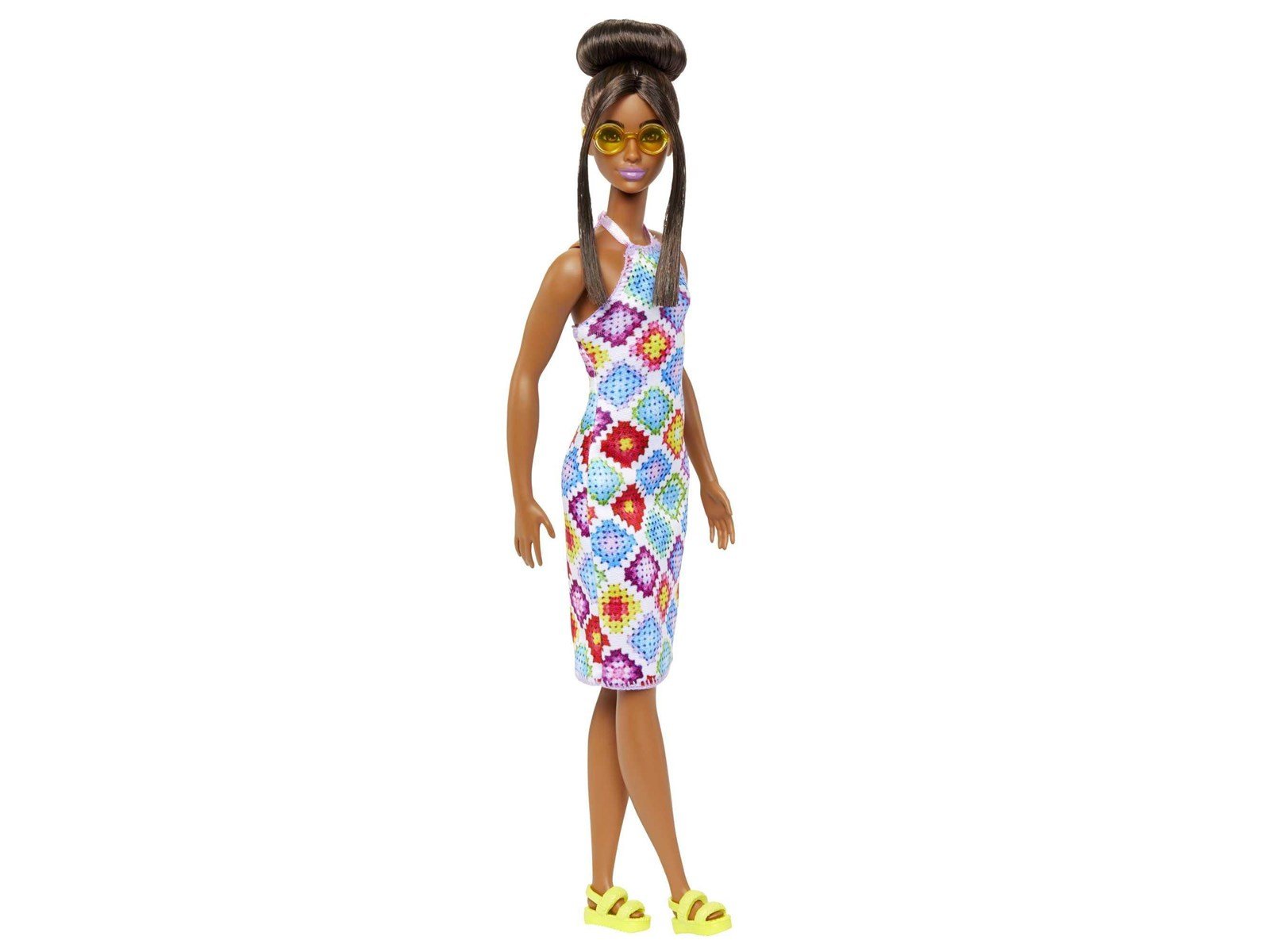 Barbie Fashionistas Doll 210 With Bun And Crochet Halter Dress 30cm