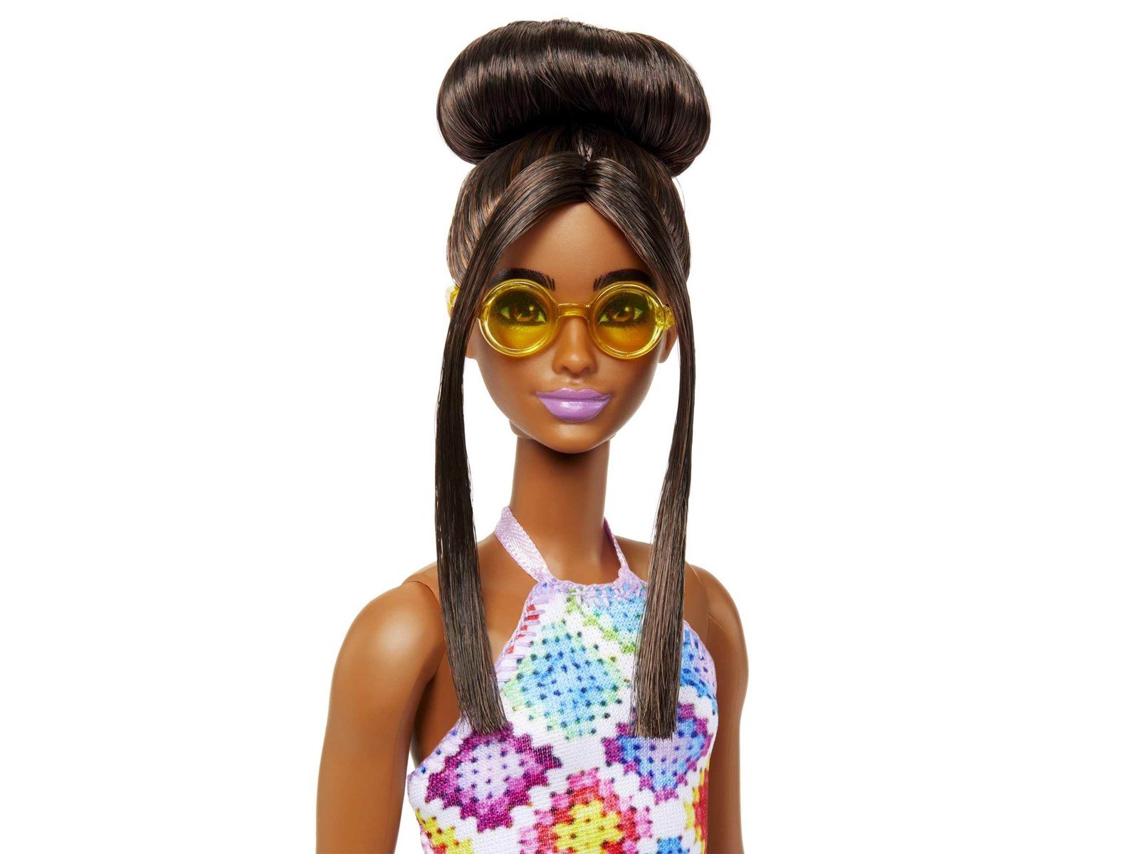 Barbie Fashionistas Doll 210 With Bun And Crochet Halter Dress 30cm