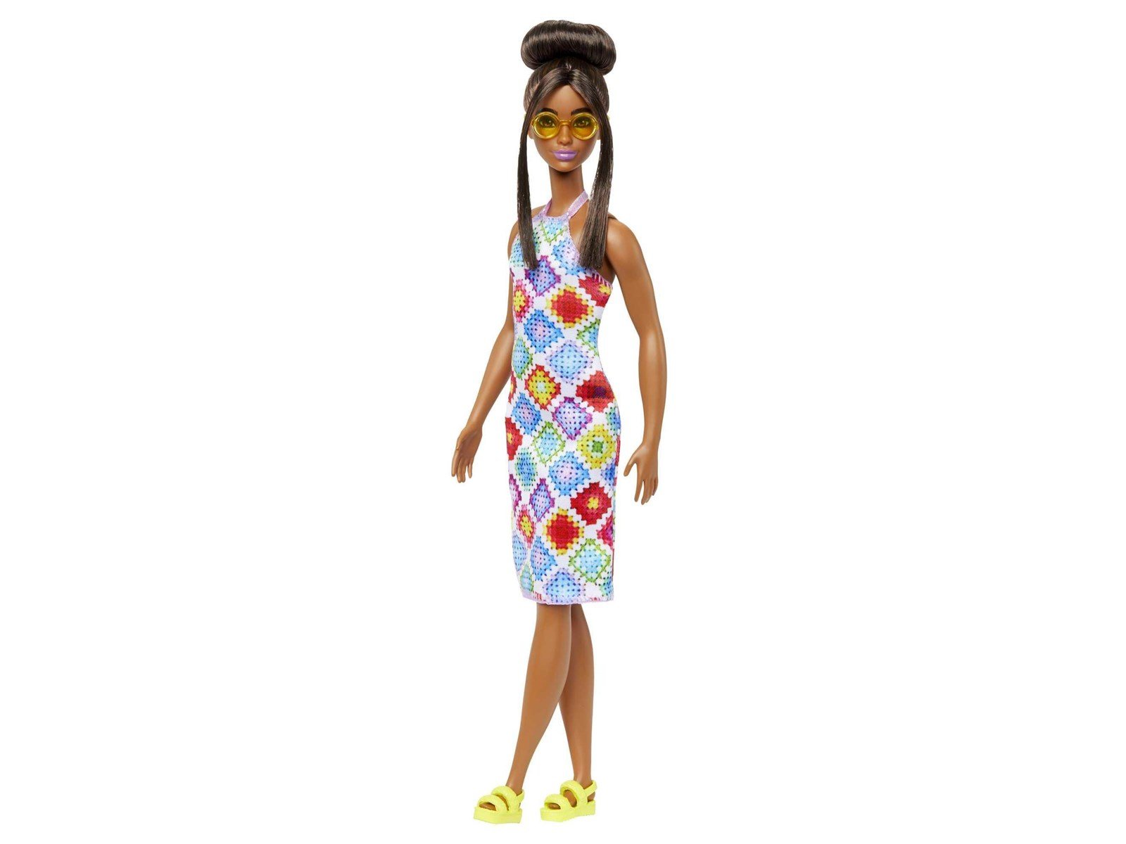 Barbie Fashionistas Doll 210 With Bun And Crochet Halter Dress 30cm