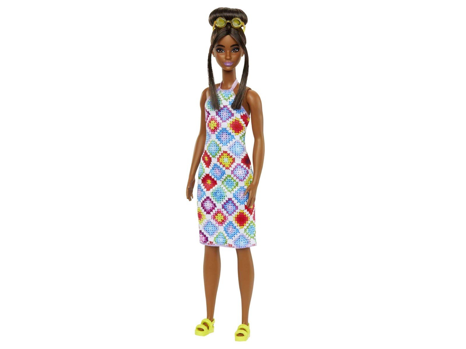 Barbie Fashionistas Doll 210 With Bun And Crochet Halter Dress 30cm