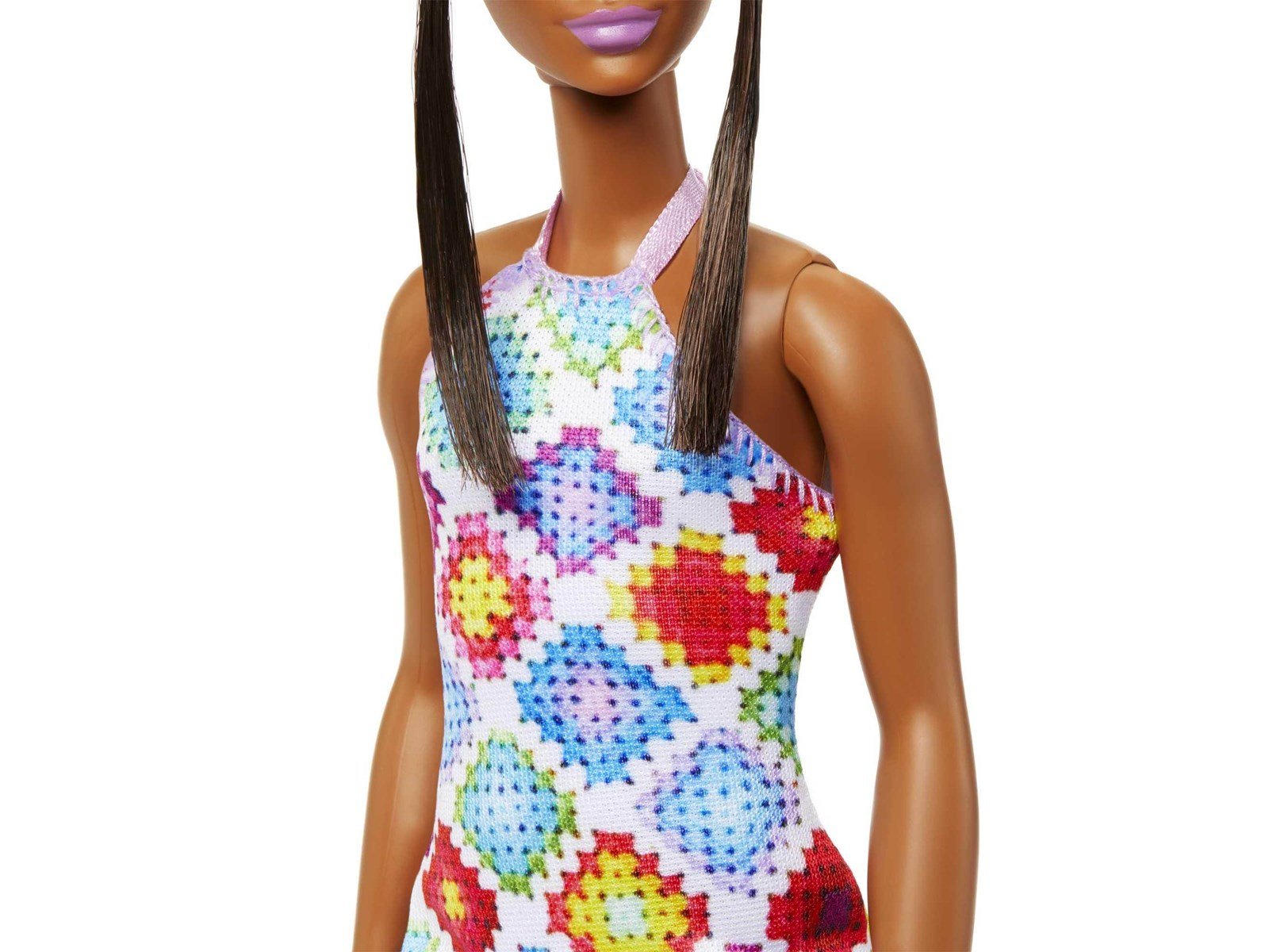 Barbie Fashionistas Doll 210 With Bun And Crochet Halter Dress 30cm