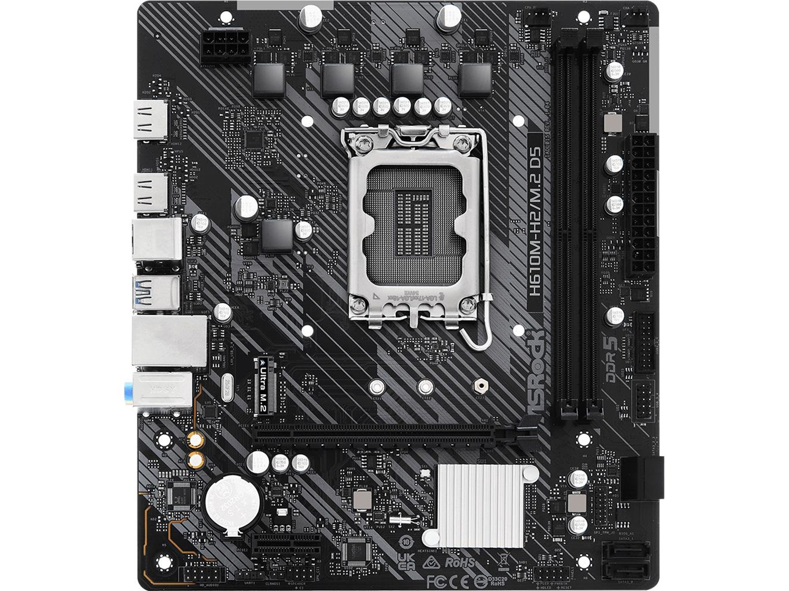 ASRock H610M-H2/M.2 D5 Mainboard - Intel H610 - Intel LGA1700 socket - DDR5 RAM - Micro-ATX