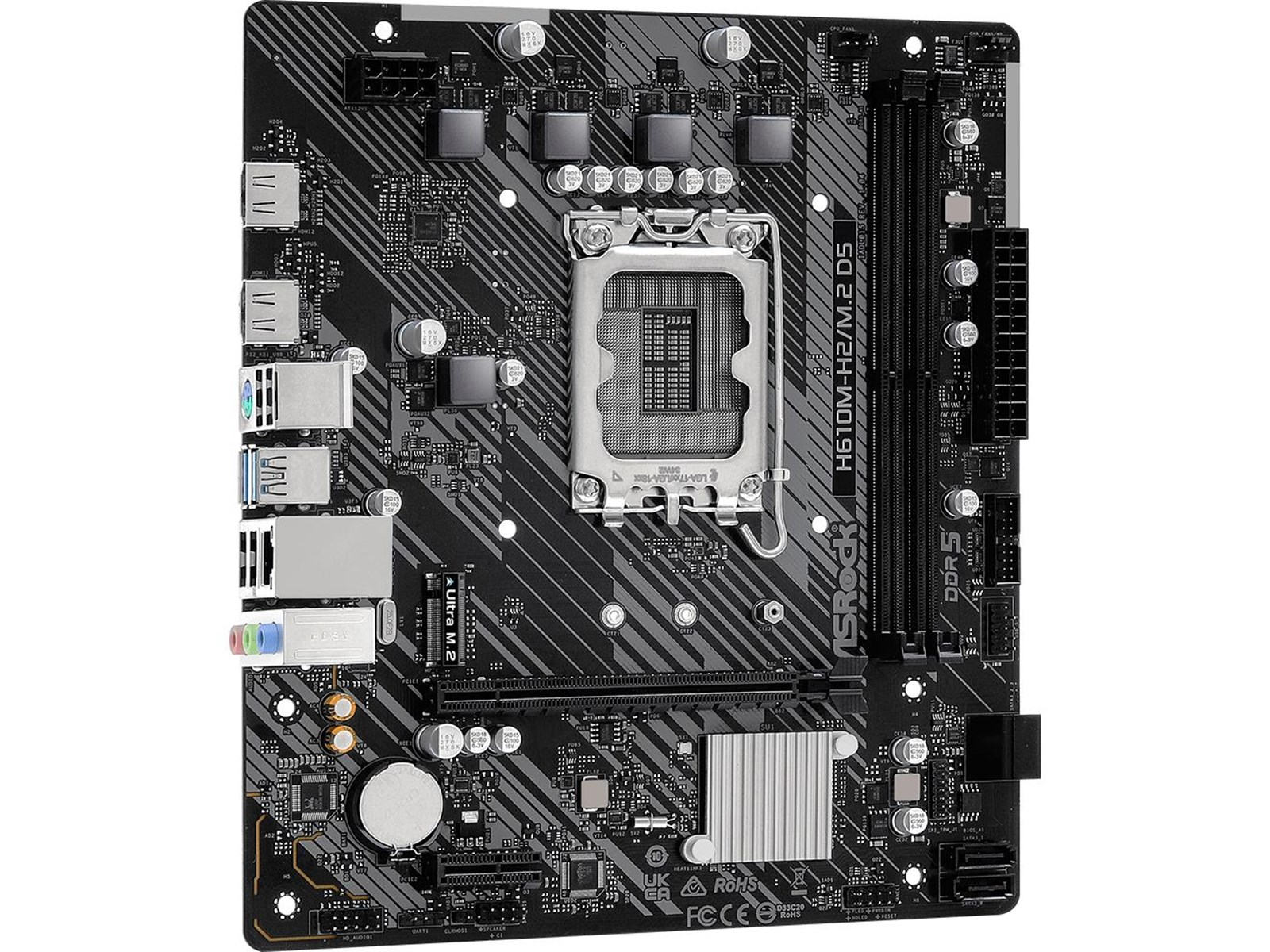 ASRock H610M-H2/M.2 D5 Mainboard - Intel H610 - Intel LGA1700 socket - DDR5 RAM - Micro-ATX