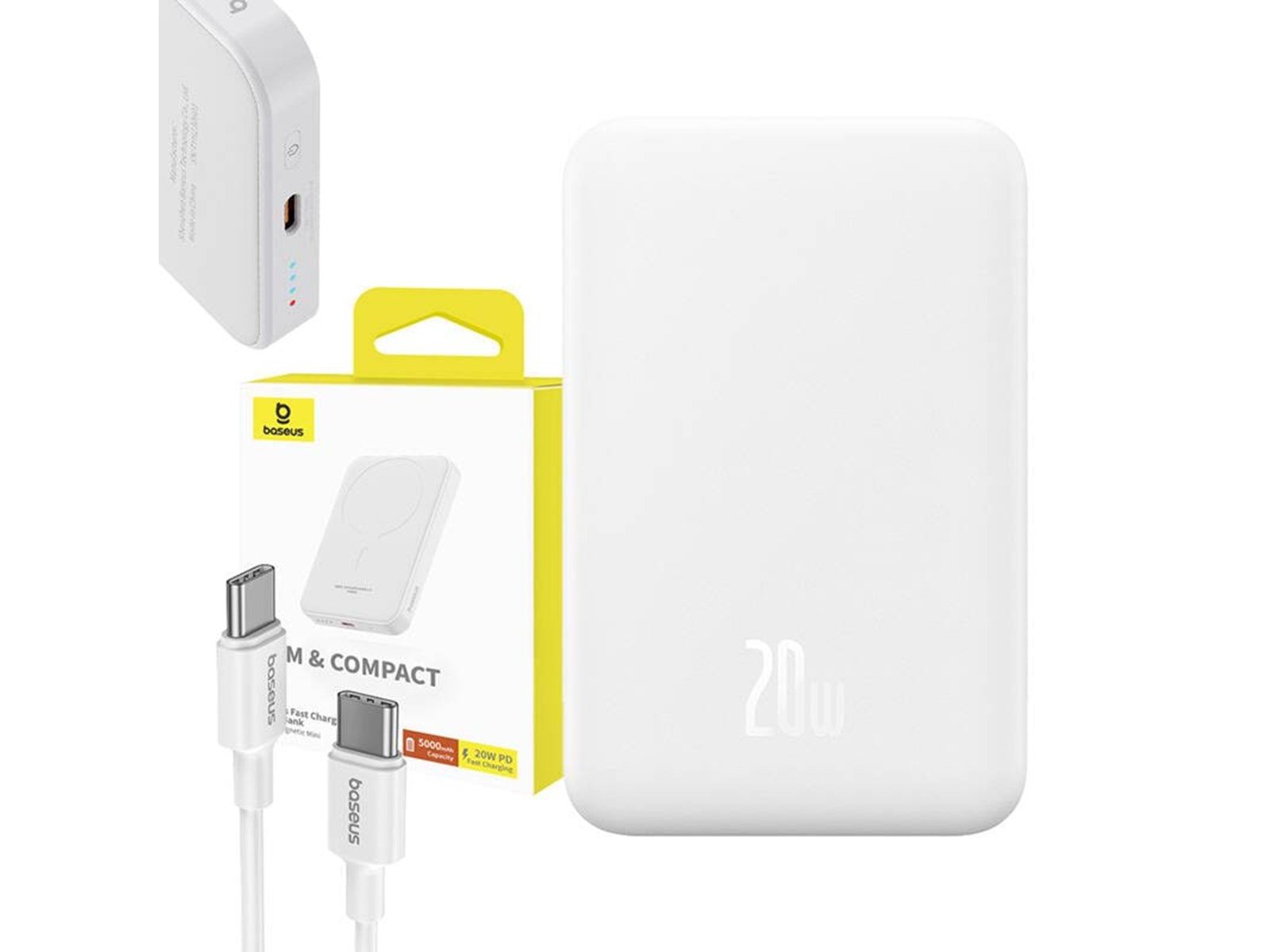 Baseus Magnetic Mini Powerbank 5000mAh 20W (White) Powerbank (Akku) - Weiß - 5000 mAh