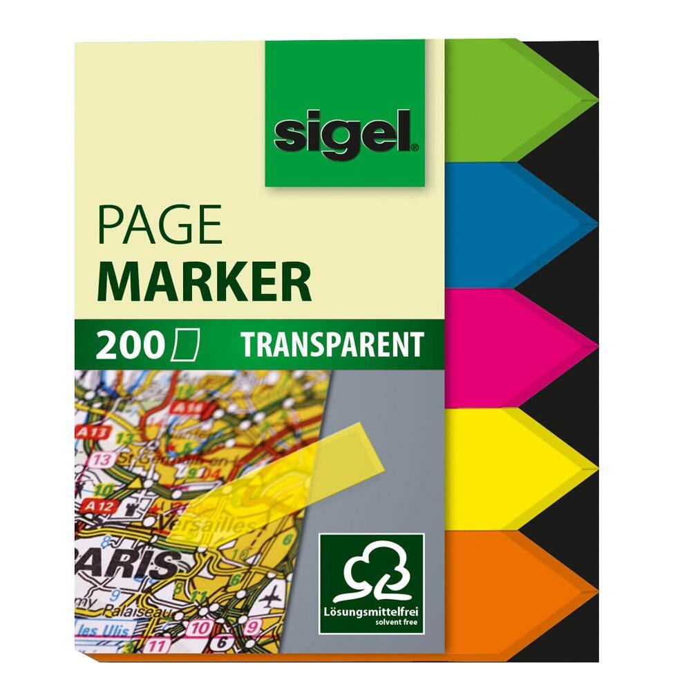 SIGEL TRANSPARENT Haftmarker farbsortiert 5x 40 Streifen