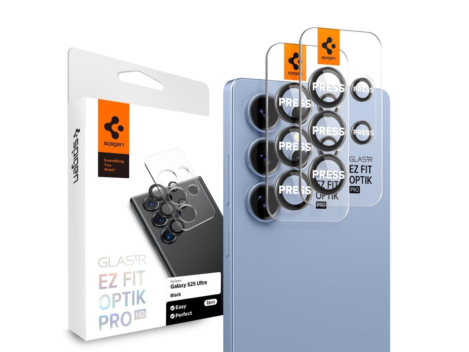 Spigen Glass tR EZ Fit Optik Pro HD 2 Pack - Black - Samsung Galaxy S25 Ultra
