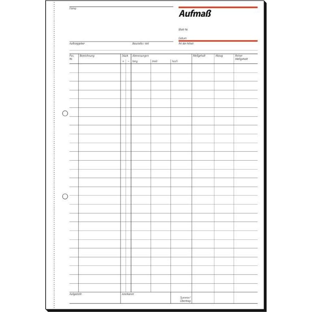sigel Aufmaßbuch Formularbuch AM415 - 1 x 50 Blatt
