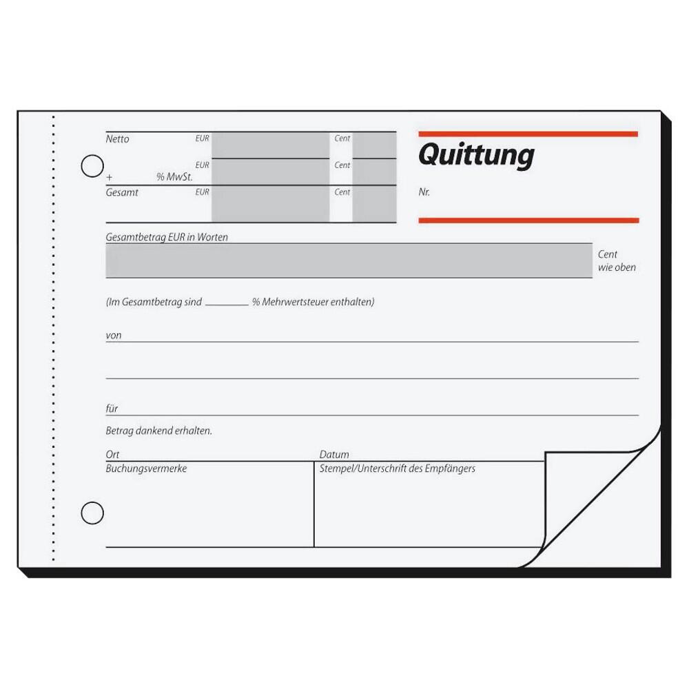 sigel Quittung, MwSt. separat ausgewiesen Formularbuch QU625