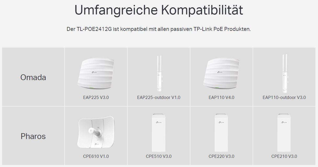 TP-Link TL-POE2412G - Power Injector PoE-Adapter 24V 12W passives PoE