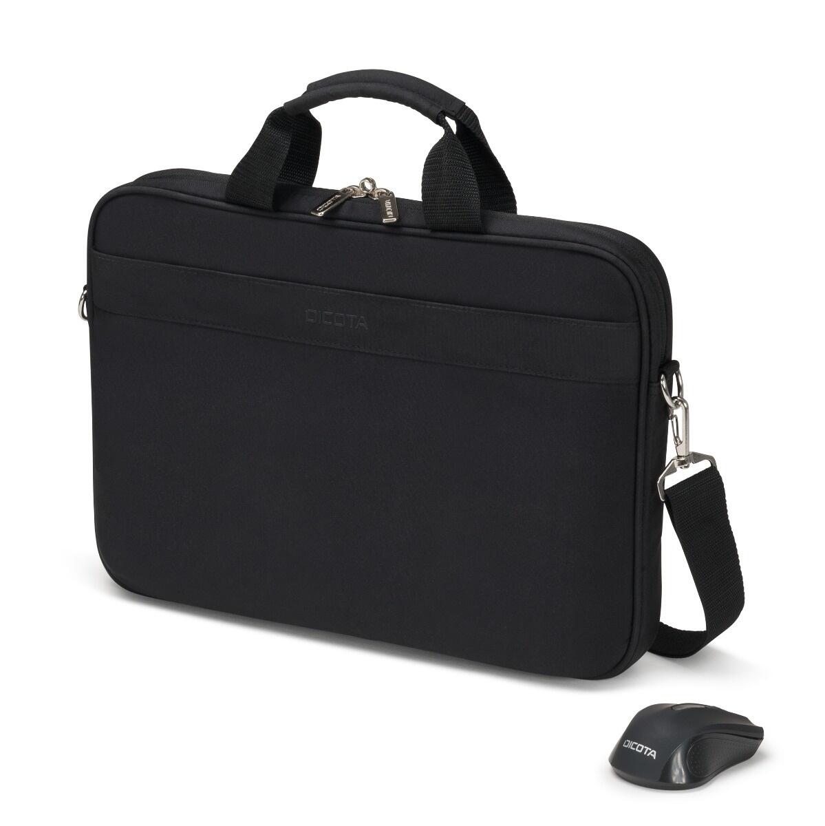 DICOTA Top Traveller Wireless Mouse Kit 39,6 cm (15.6') Notebook-Tasche inkl. optische Funkmaus, schwarz