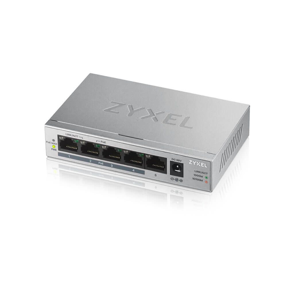 Zyxel Switch 5-Port Gigabit Ethernet PoE+ 60W unmanaged