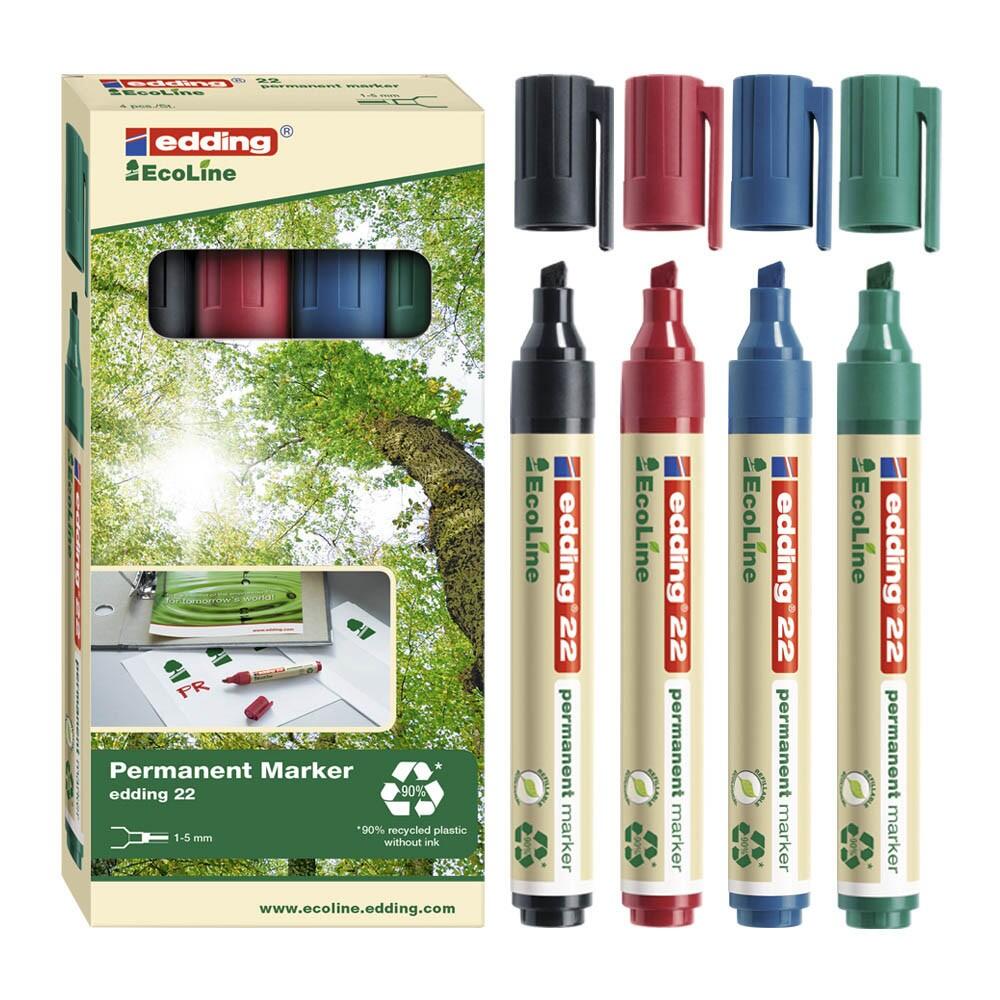 edding 22 EcoLine Permanentmarker farbsortiert 1,0 - 5,0 mm - 4 Stück