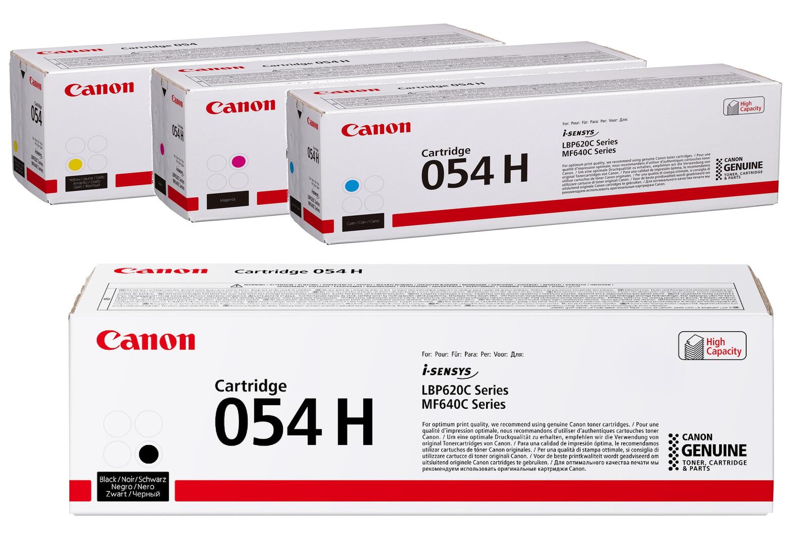 Canon Original 054H 4er Multipack Toner - schwarz 3.100 Seiten, cyan, magenta, gelb je 2.300 Seiten