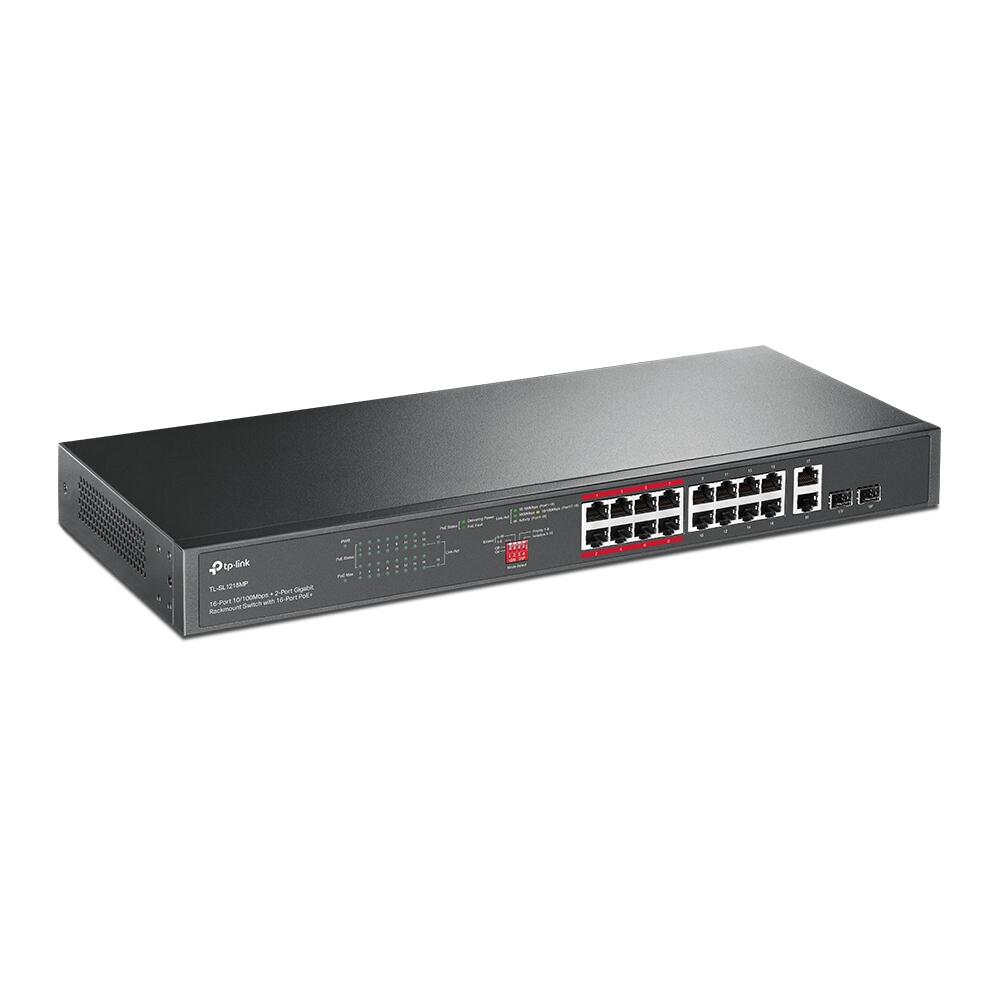 TP-Link TL-SL1218MP V216-Port 10/100 Mbps + 2-Port Gigabit Rackmount Switch mit 16-Port PoE+