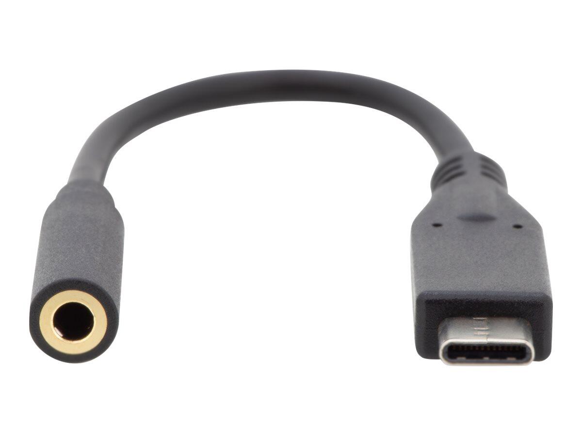 DIGITUS - Adapter USB-C auf Klinkenstecker - 24 pin USB-C männlich zu Stereo Mini-Klinkenstecker weiblich 20 cm Schwarz