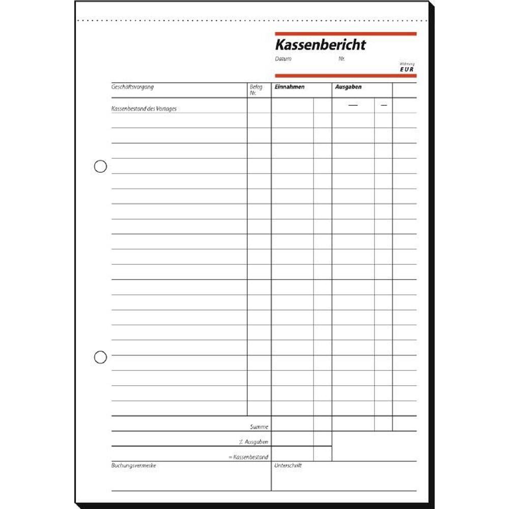 sigel Kassenbericht/Bestandsrechnung Formularbuch