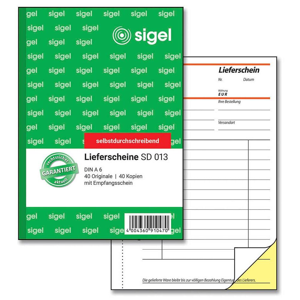 sigel Lieferschein mit Empfangsschein Formularbuch SD013 - 2 x 40 Blatt