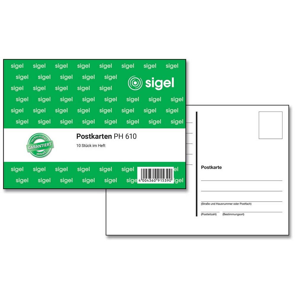 sigel Postkarte Formularbuch DIN A6 quer PH610 - 1 x 10 Blatt