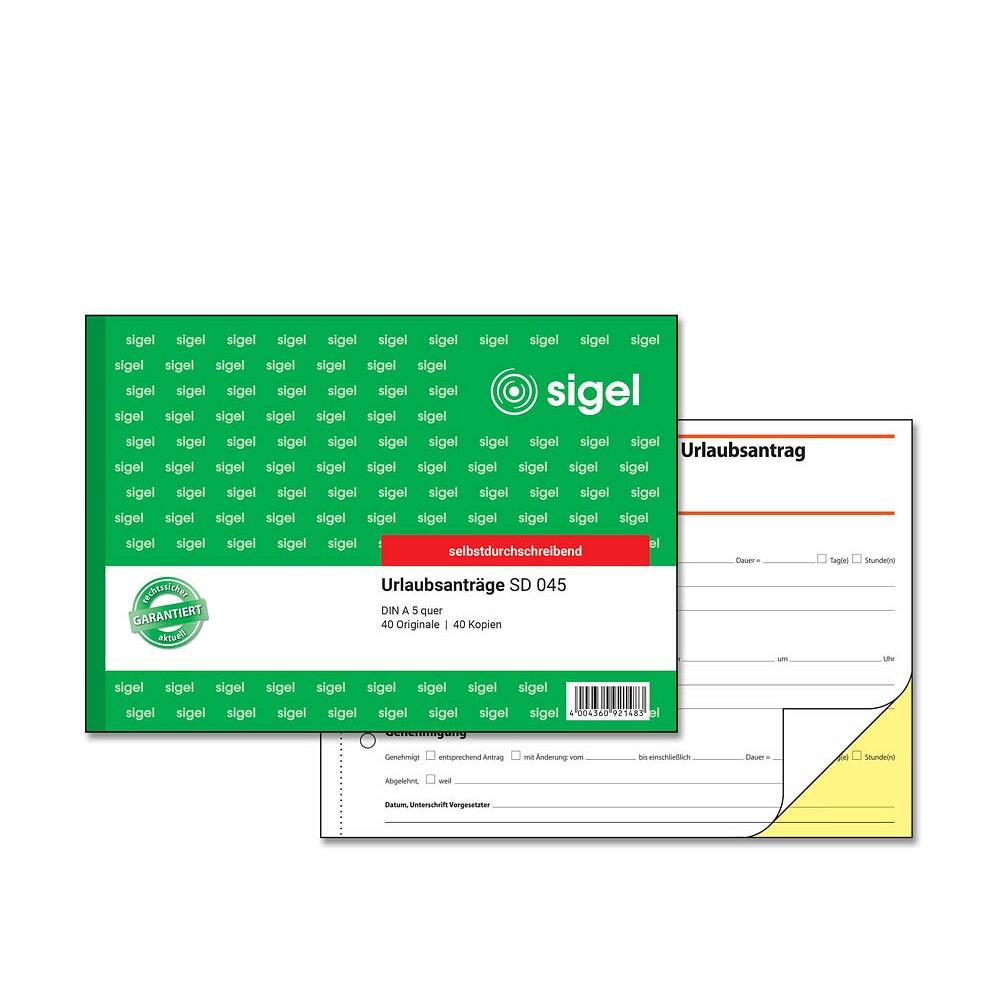 SIGEL DIN A5 quer Urlaubsabwesenheitsmeldung Formularbuch SD045 - 2 x 40 Blatt