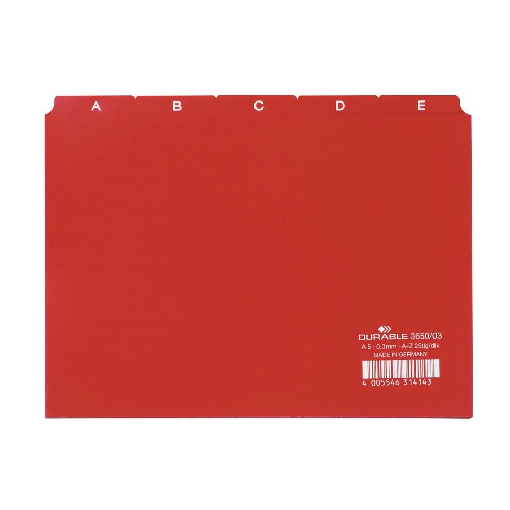 DURABLE Karteikartenregister DIN A5 quer A-Z - rot