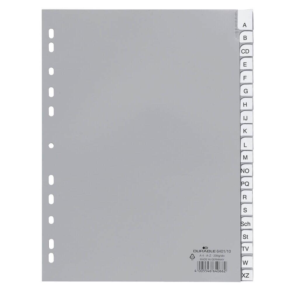 DURABLE Ordnerregister Vollformat A-Z grau 20-teilig - 1 Satz