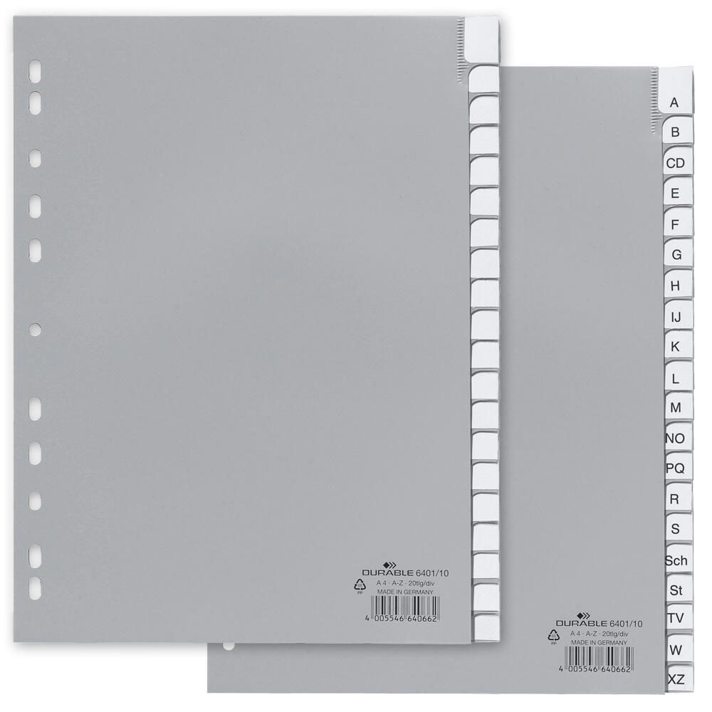 DURABLE Ordnerregister Vollformat A-Z grau 20-teilig - 1 Satz