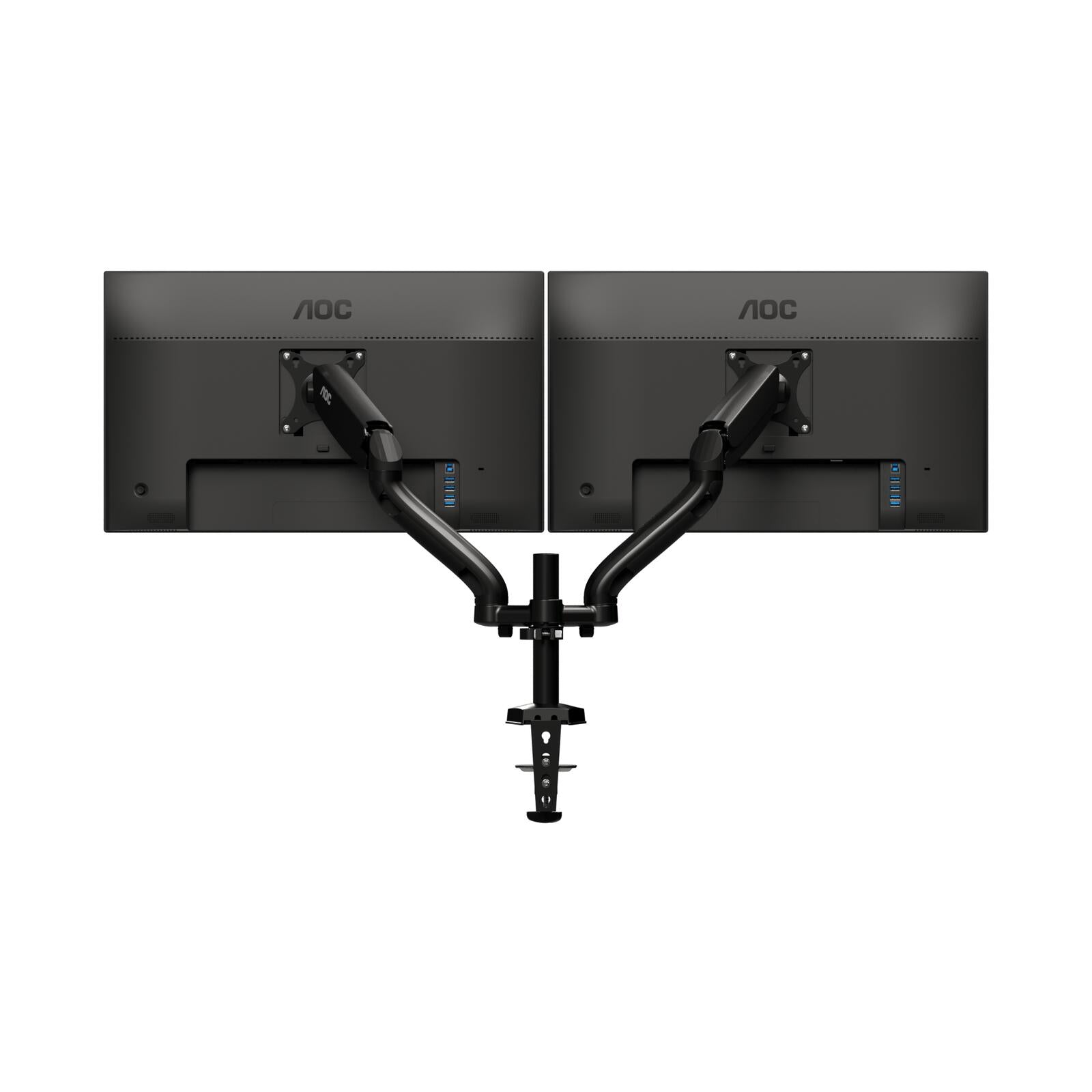 AOC AD110D0 Dual-Monitortischhalterung Gasfeder neigbar/schwenkbar/Pivot 33-80cm (13-31,5') je 2-9KG, VESA 75x75/100x100