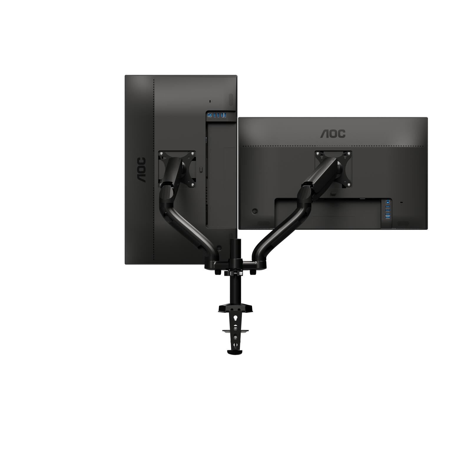 AOC AD110D0 Dual-Monitortischhalterung Gasfeder neigbar/schwenkbar/Pivot 33-80cm (13-31,5') je 2-9KG, VESA 75x75/100x100