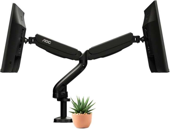 AOC AD110D0 Dual-Monitortischhalterung Gasfeder neigbar/schwenkbar/Pivot 33-80cm (13-31,5') je 2-9KG, VESA 75x75/100x100