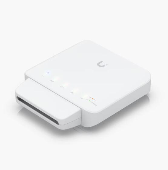Ubiquiti UniFi Switch USW-FLEX Switch managed 4x 10/100/1000 (PoE) + 1x 10/100/1000 (PoE) wandmontierbar, Stangenmontage