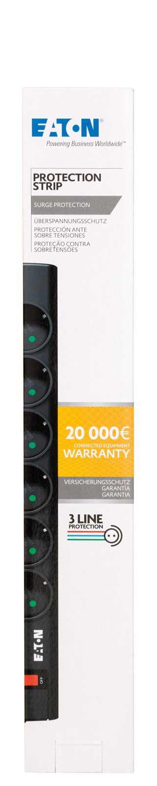 Eaton Steckdosenleiste 6-fach mit Überspannungsschutz und Schalter 1m schwarz