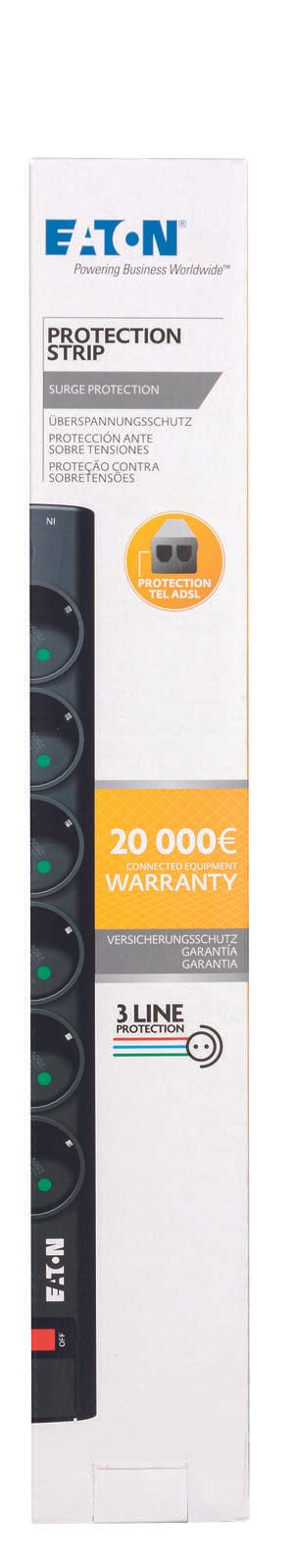 Eaton Steckdosenleiste 6-fach mit RJ-11 Telefonstecker und Schalter 1m schwarz