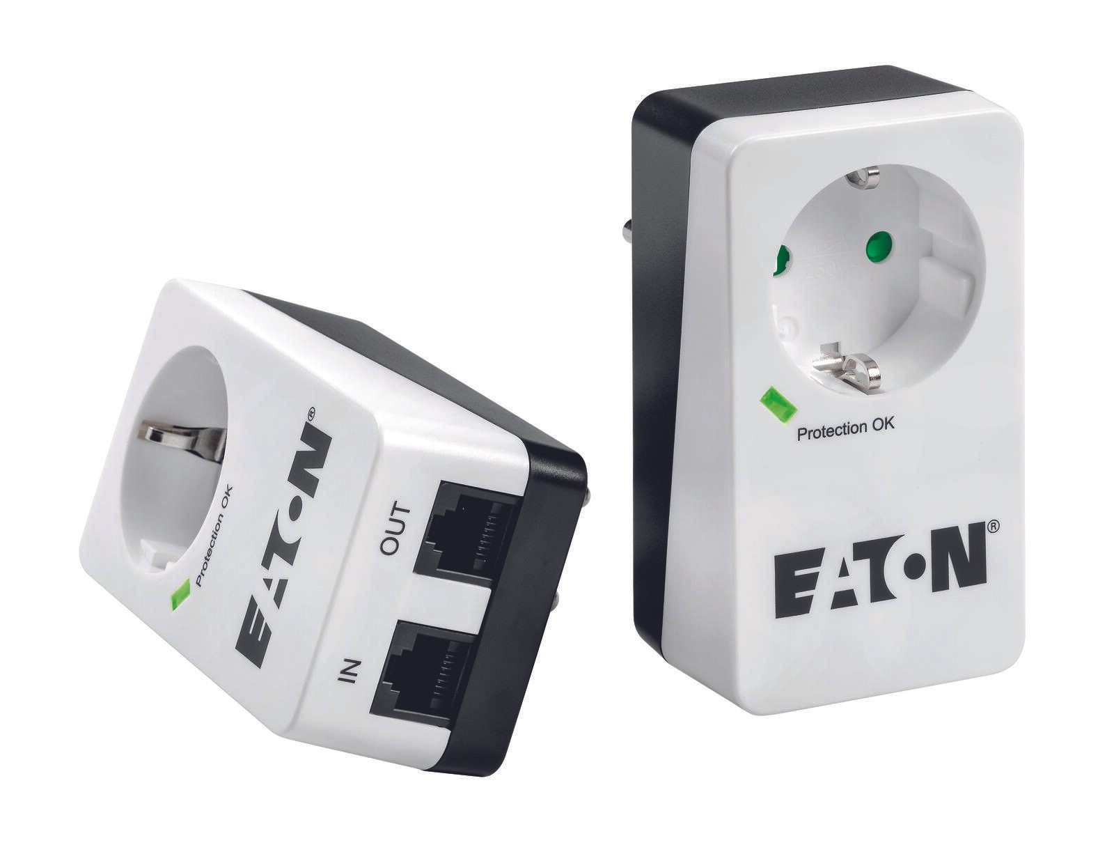 Eaton Steckdosen Schalter mit Telefonstecker und Überspannungsschutz weiß (PB1TD)