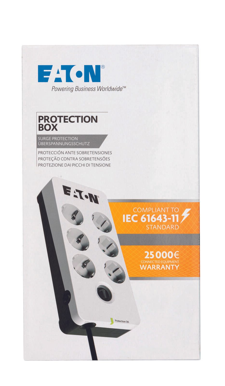 Eaton Steckdosenleiste 6-fach mit ßberspannungsschutz und Schalter 1.5m weiß