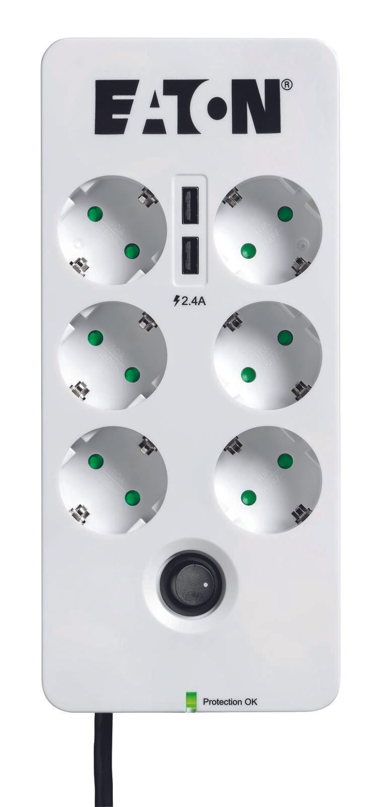 Eaton Steckdosenleiste 6-fach mit USB-Anschlüsse und Schalter 1.5m weiß
